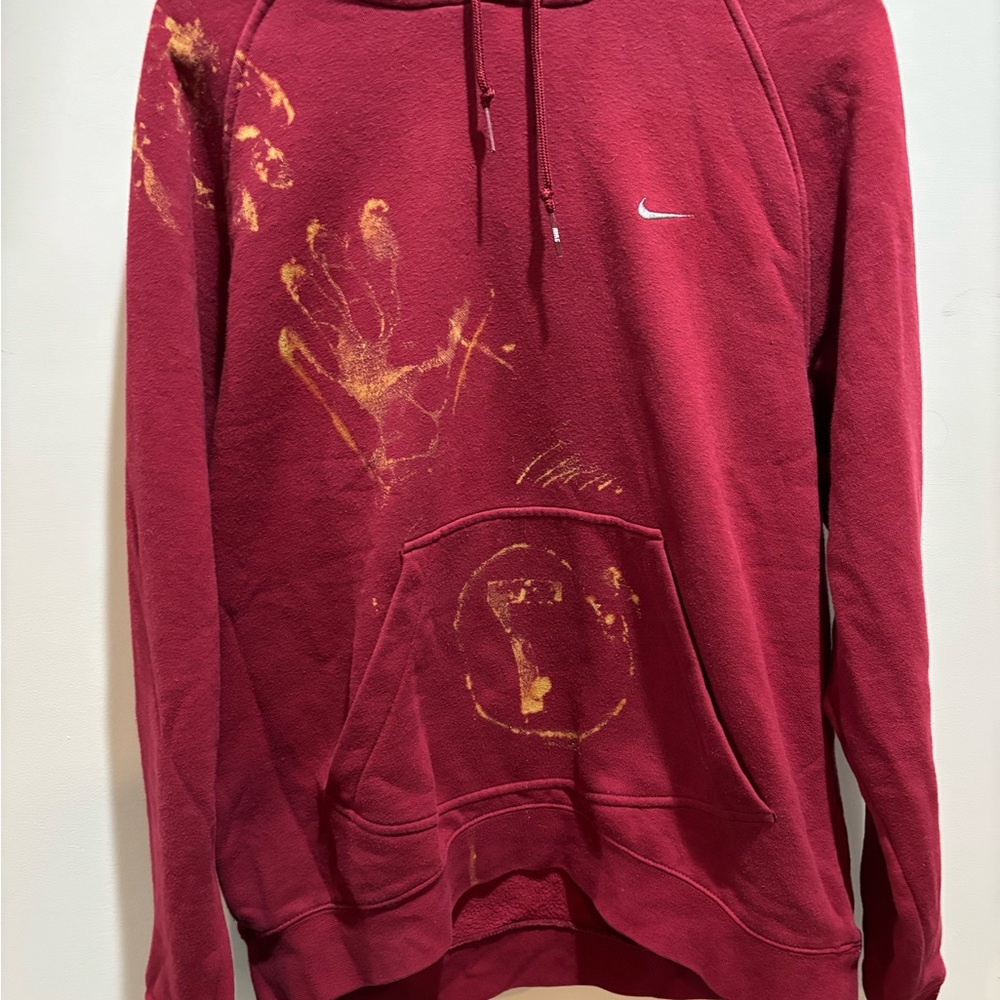 Nike men’s Hoodie. Y2K (grey tag) maroon hoodie. Upcycled.  Vintange reworked.